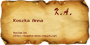 Koszka Anna névjegykártya